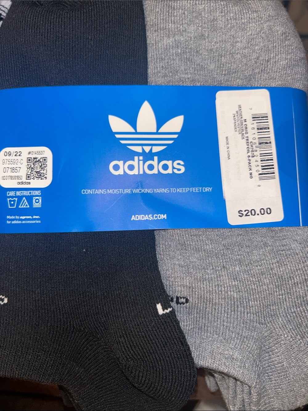 adidas Men's No-Show Socks - Black & Gray